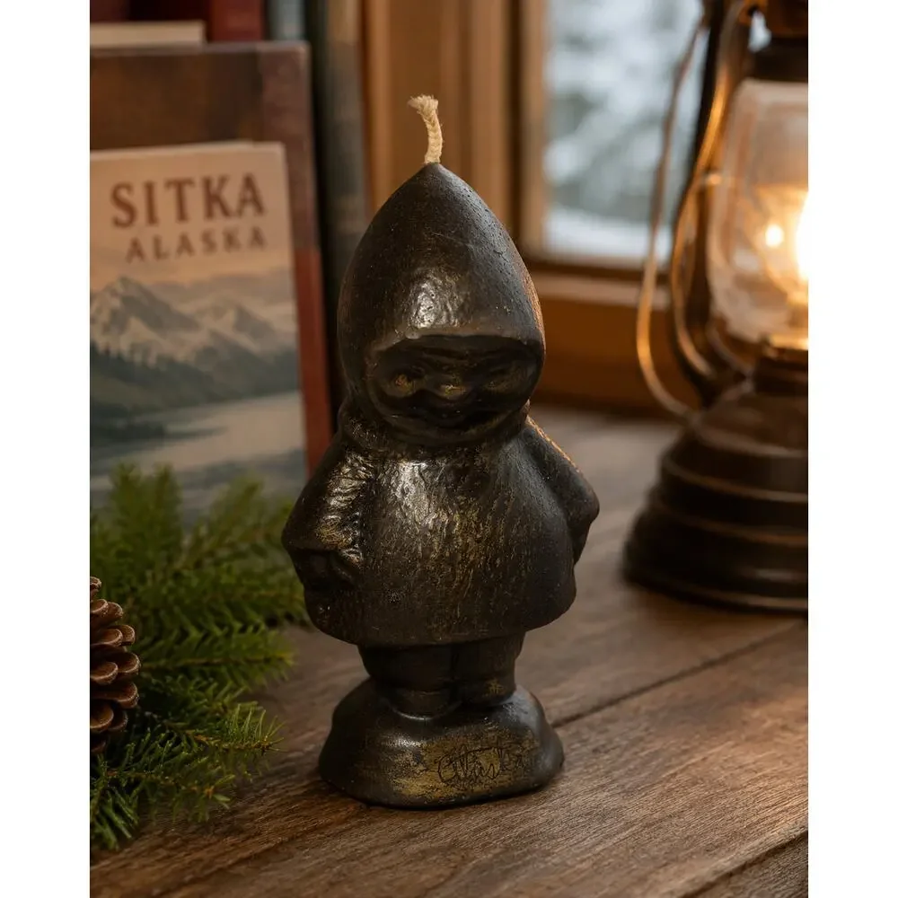 Vintage Peg's Totem Candles Sitka Alaska Hooded Child Folk Art Candle Figure